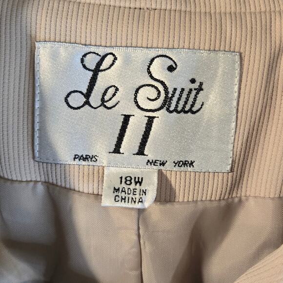 LeSuit II Beige Blazer Jacket Size 18W Long Sleeve Button Front Polyester [0401] - Picture 7 of 10